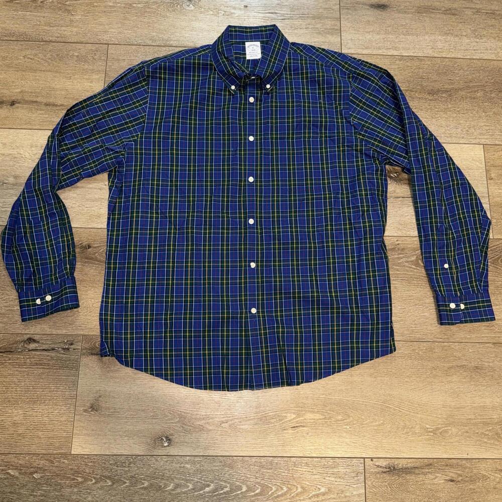 Men’s Brooks Brothers Button Up Dress Shirt Size Xl Regent Plaid